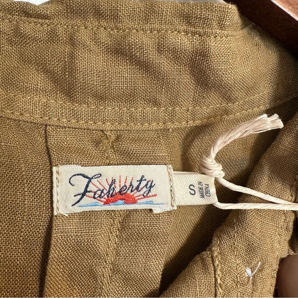 NWT! FAHERTY Women SMALL 100% Linen Sleeveless Laguna Dress Shirtdress Belted - Picture 8 of 9